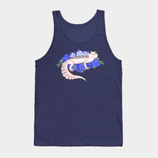 Leopard Gecko and Blue Flowers Tank Top